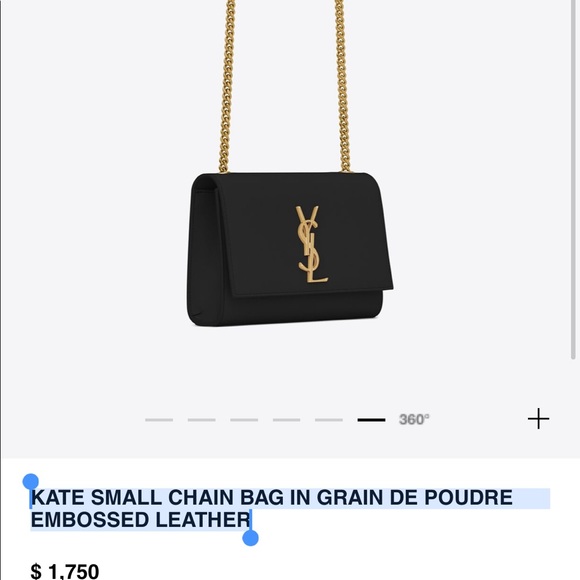 KATE SMALL CHAIN BAG IN GRAIN DE POUDRE EMBOSSED LEATHER - Picture 4 of 7